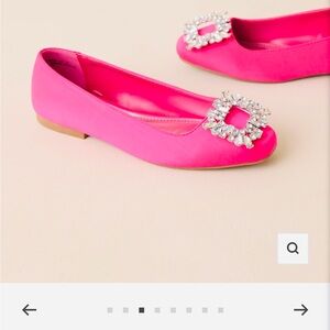 New! Hot Pink ballet Flats w/ Rhinestone Buckle💕